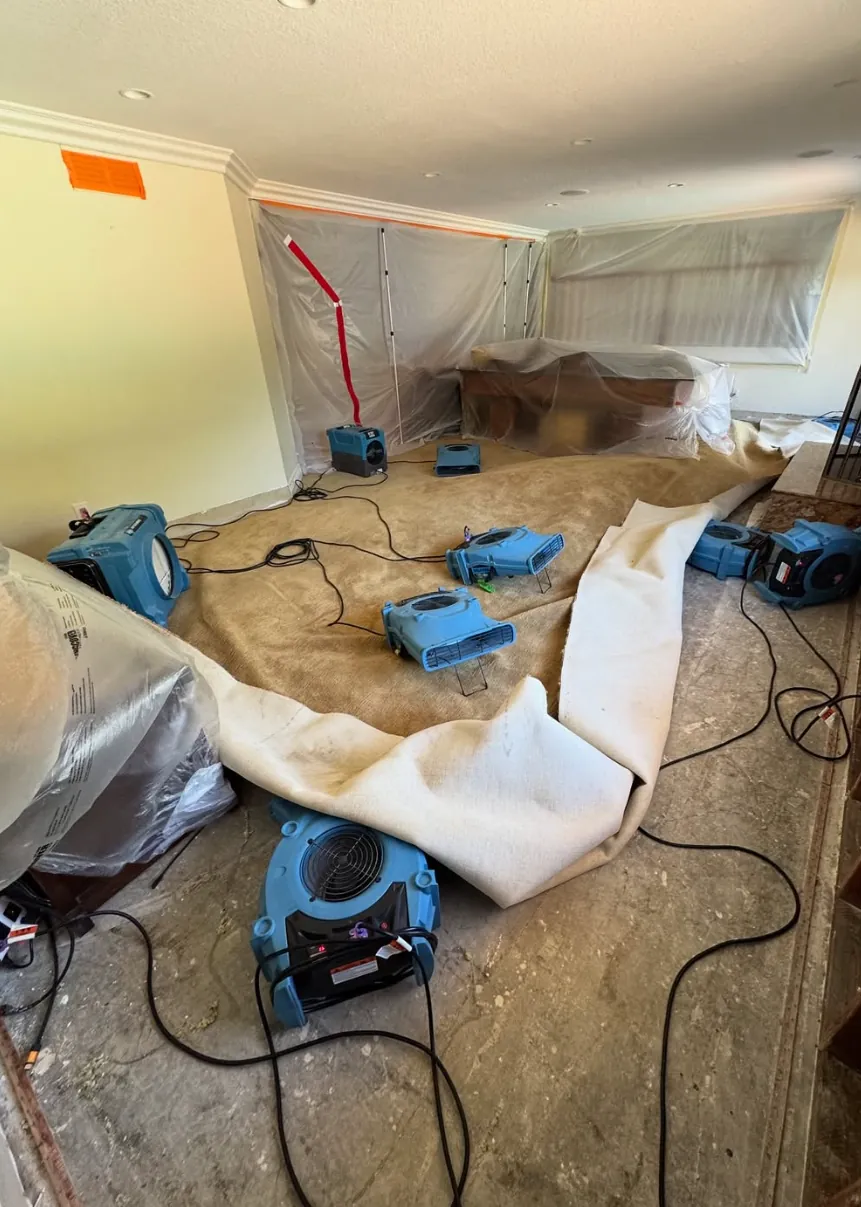 Revive Pro Solutions drying equipment on a South Orange County water damage job